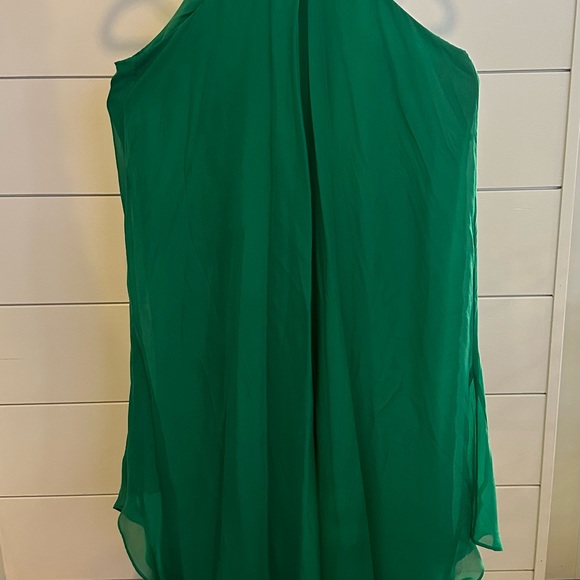 TRINA TURK Emerald Green chiffon dress, High/Low Sz 12 - Picture 2 of 3